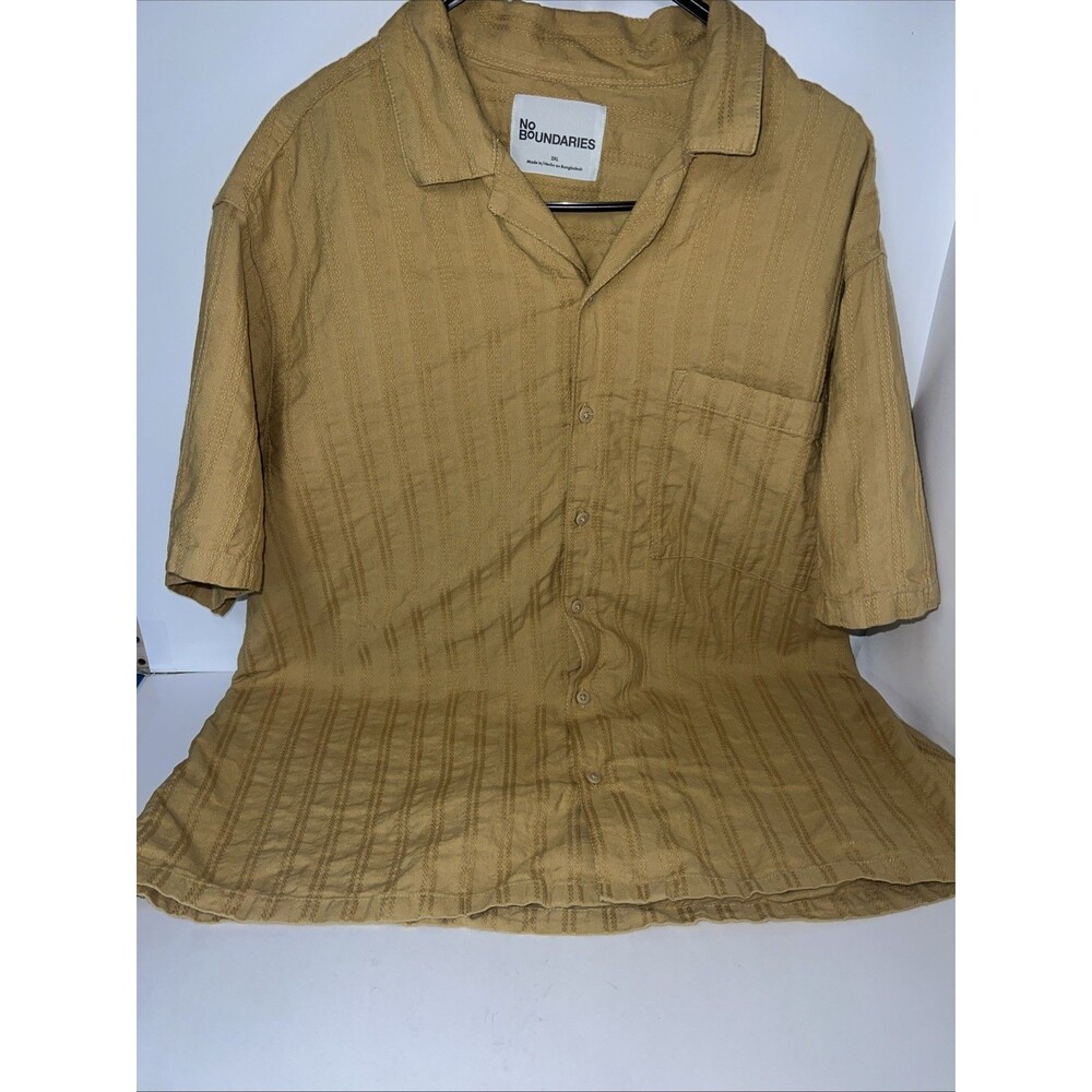 No Boundaries poolside dobby shirt Button Up Brown 2 X/L